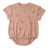 Organic Short Sleeve Bubble Romper - Island Palm