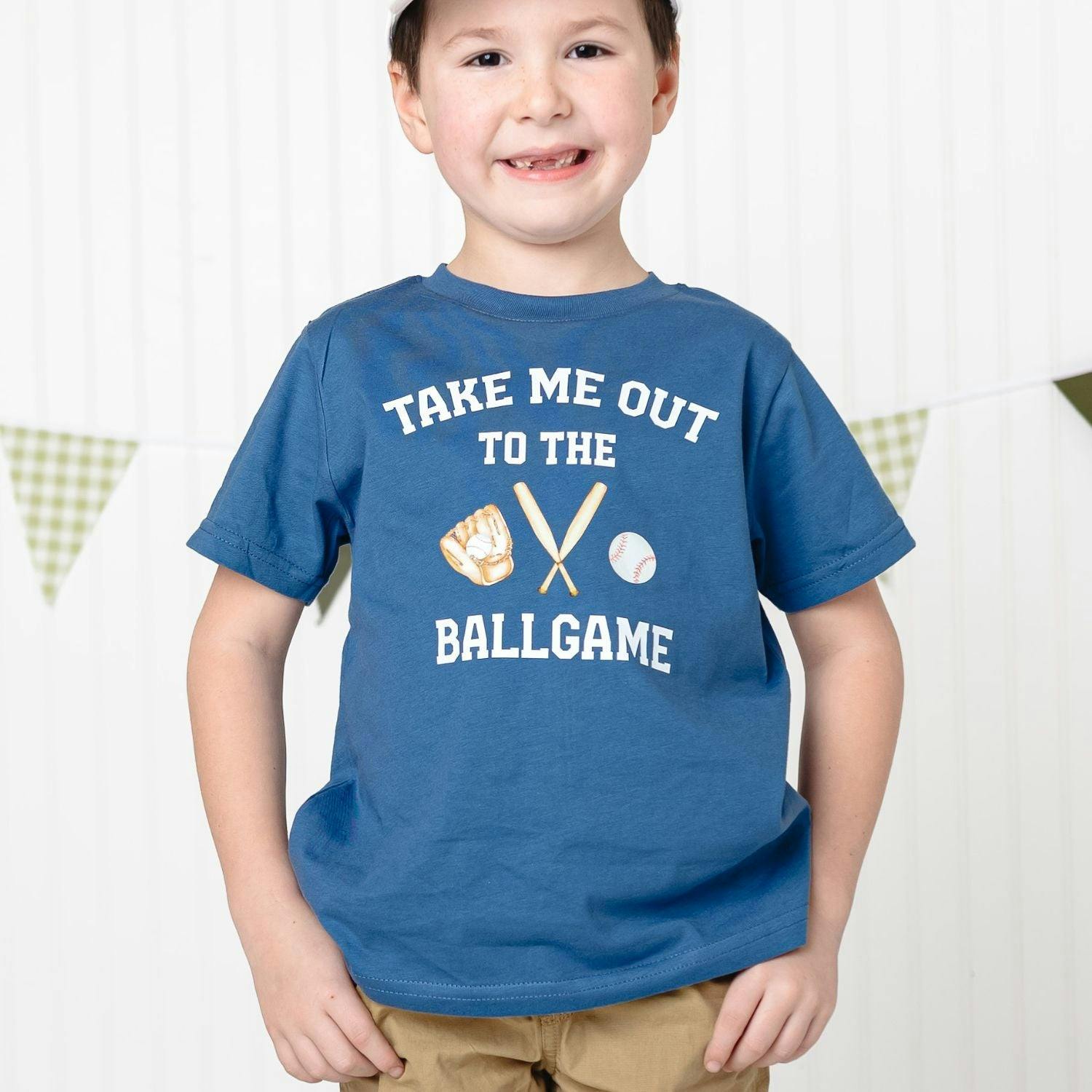 Take Me Out To The Ballgame Short Sleeve T-Shirt - Indigo