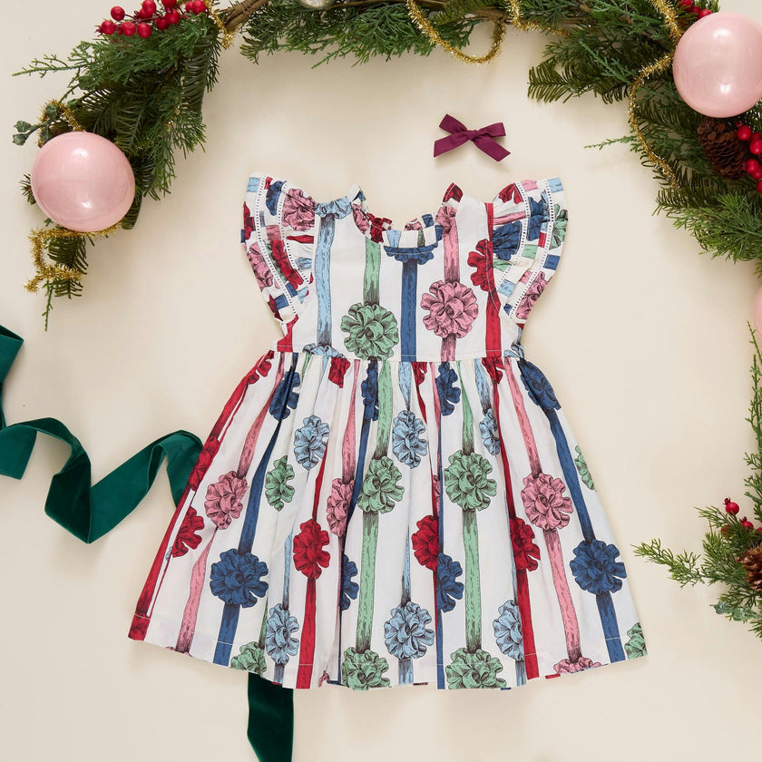 Girls Double Ruffle Jennifer Dress - Present Bows
