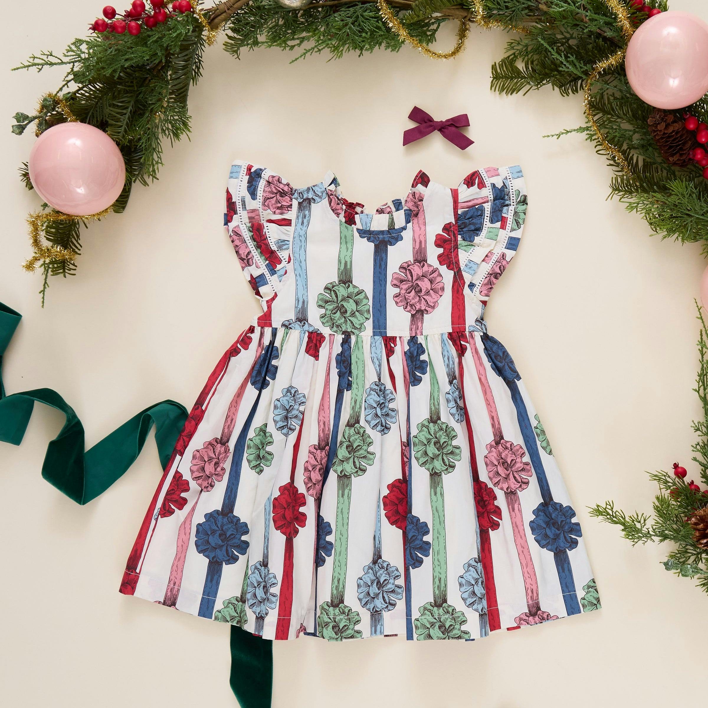Girls Double Ruffle Jennifer Dress - Present Bows