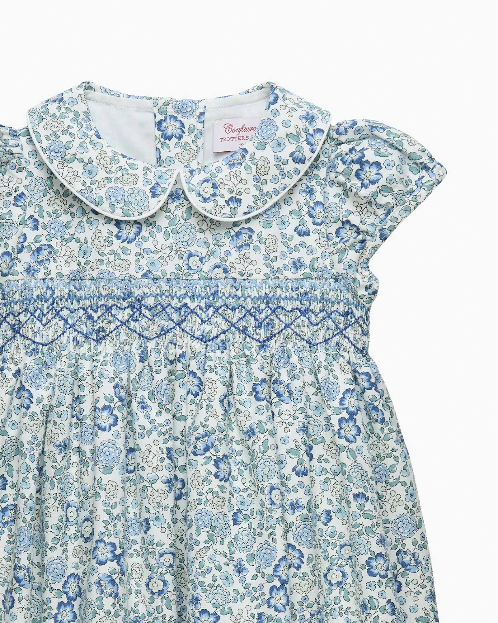 Baby Arabella Floral Smocked Dress in Blue