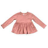 Girls Ribbed Peplum Shirt in Mellow Rose