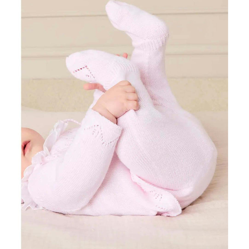 Diamond Openwork Three Piece Knitted Set in Light Blue (1-9mths)