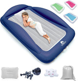 Inflatable Toddler Travel Bed – Kids Blow Up Air Mattress + Safety Bumpers