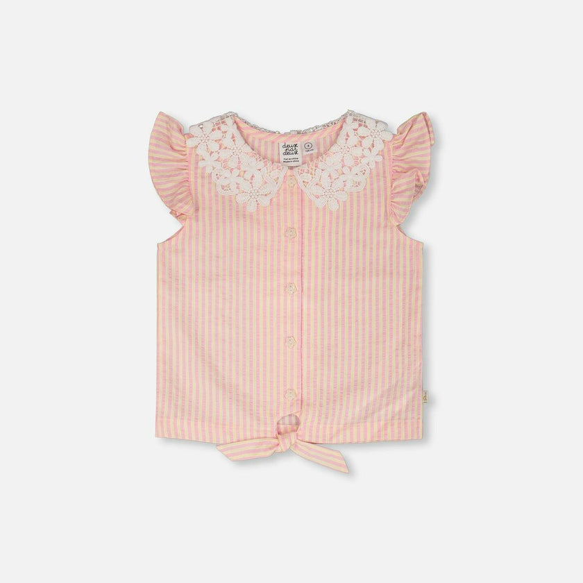 Sleeveless Shirt With Crochet Collar