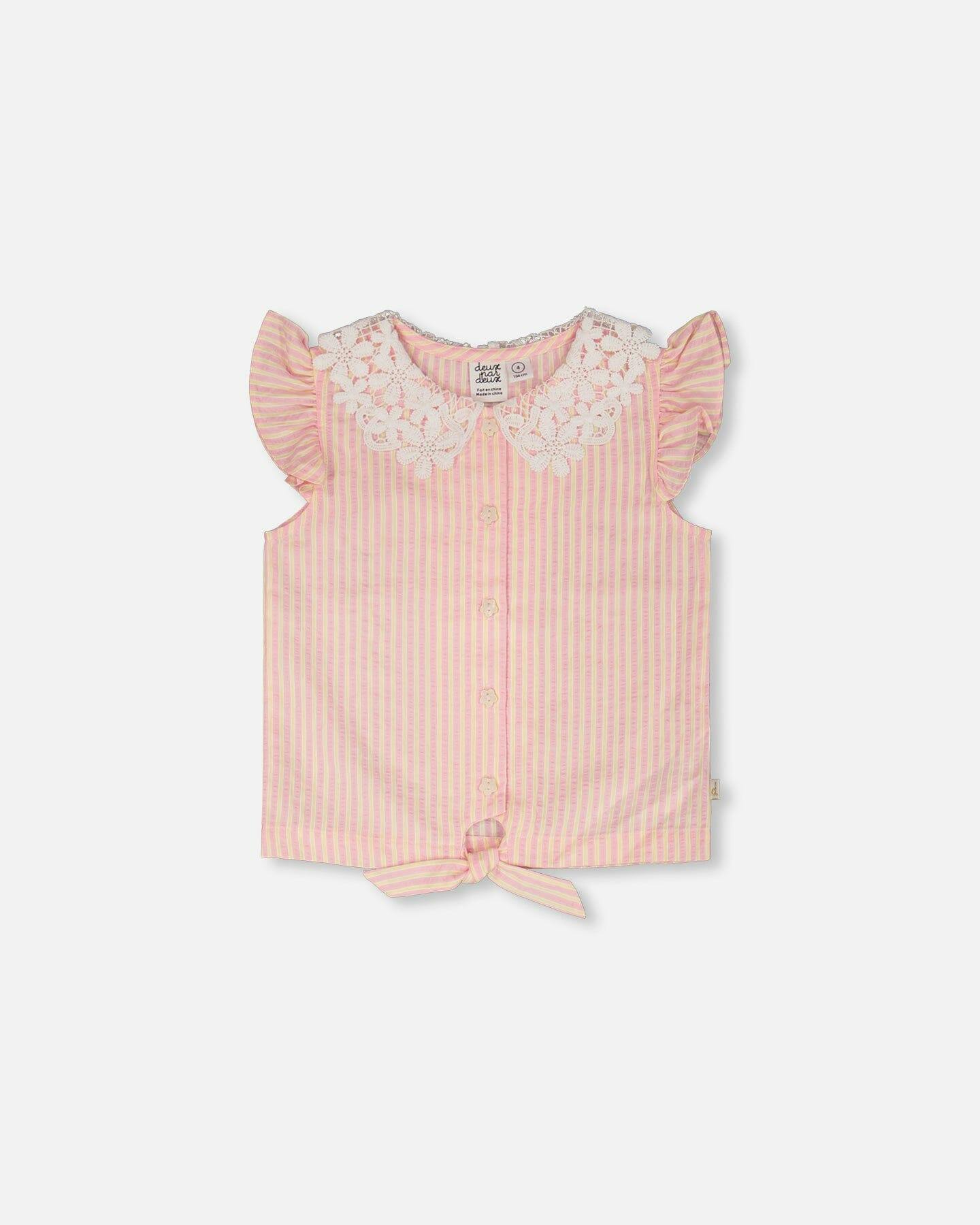 Sleeveless Shirt With Crochet Collar