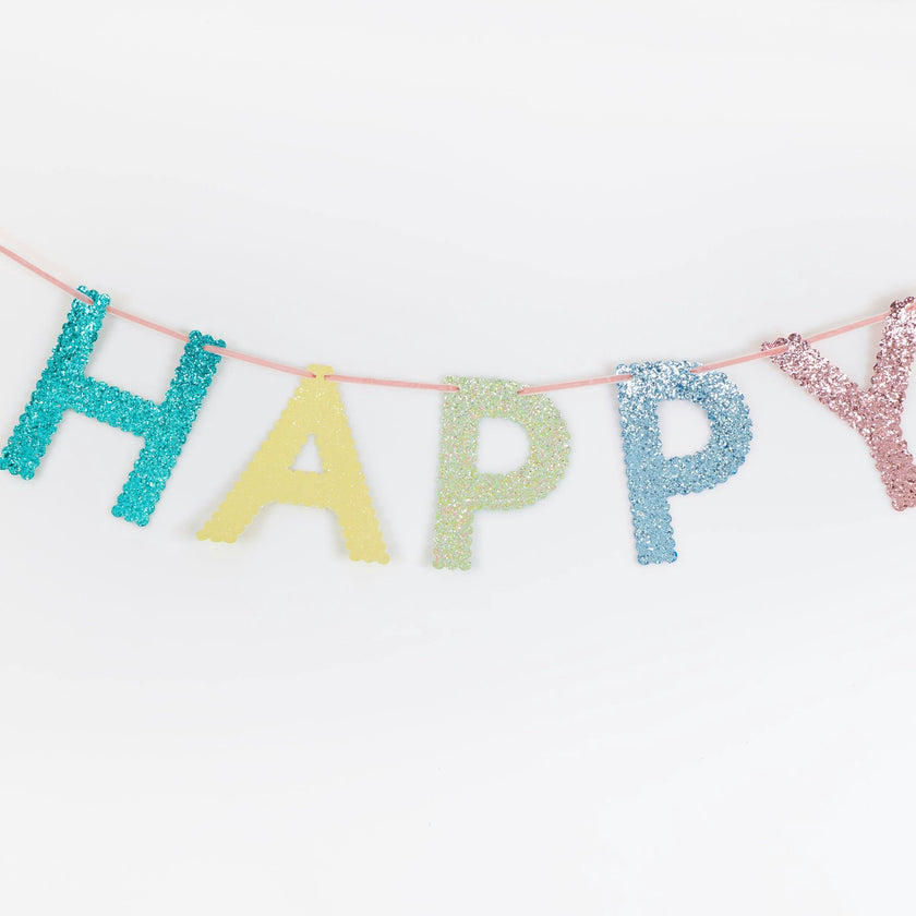 Mixed Glitter Happy Birthday Garland