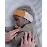 Chunky Ribbed Knit Chin Strap Snap Earflaps Elastic Fit Beanie