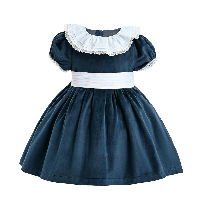 Navy Blue Velvet Dress
