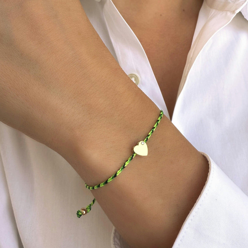 14k Gold Paracord Heart Fortune Bracelet
