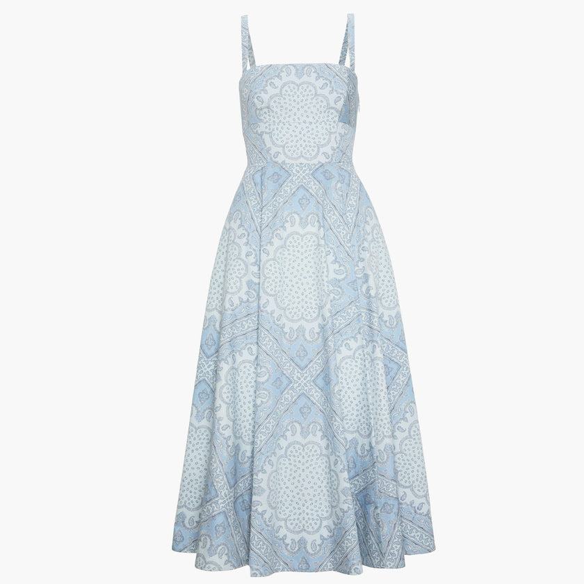 The Margot Dress - Dusty Blue Paisley Scarf