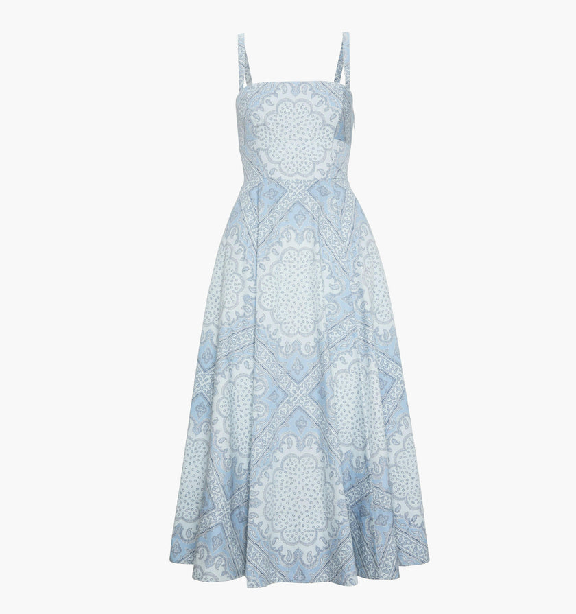 The Margot Dress - Dusty Blue Paisley Scarf