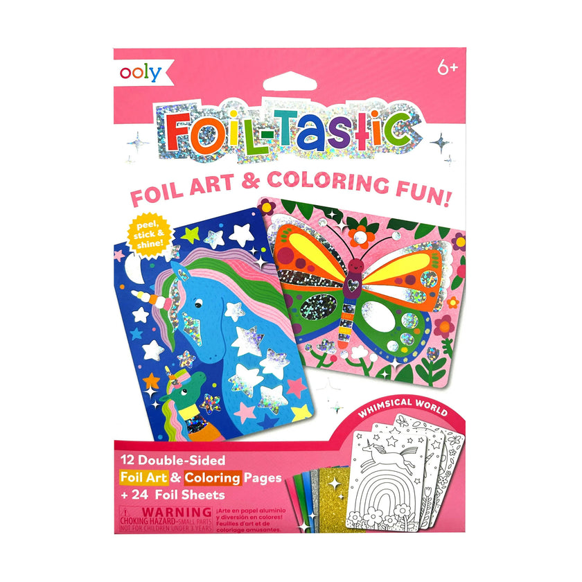 Foil-tastic Foil Art & Coloring Set - Whimsical World - 12 Pages 24 Foil Sheets
