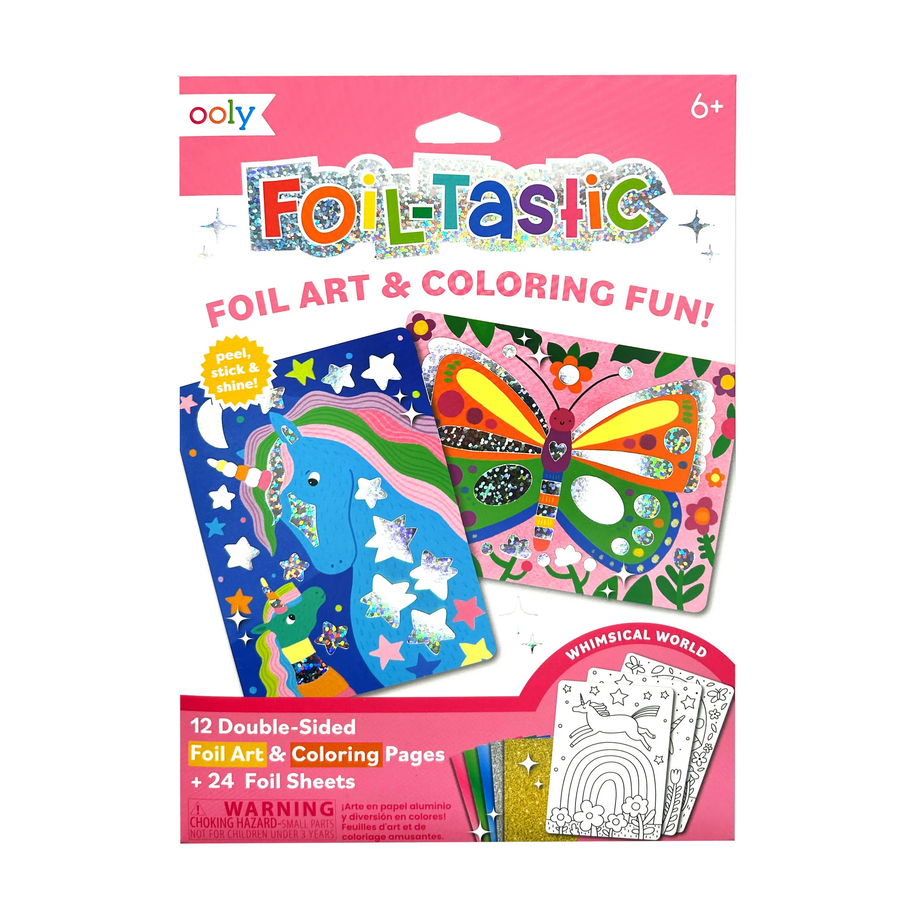 Foil-tastic Foil Art & Coloring Set - Whimsical World - 12 Pages 24 Foil Sheets