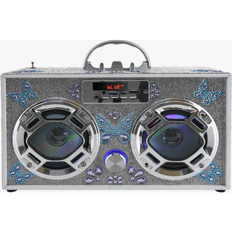 Silver Bling Boombox & Bluetooth Speaker