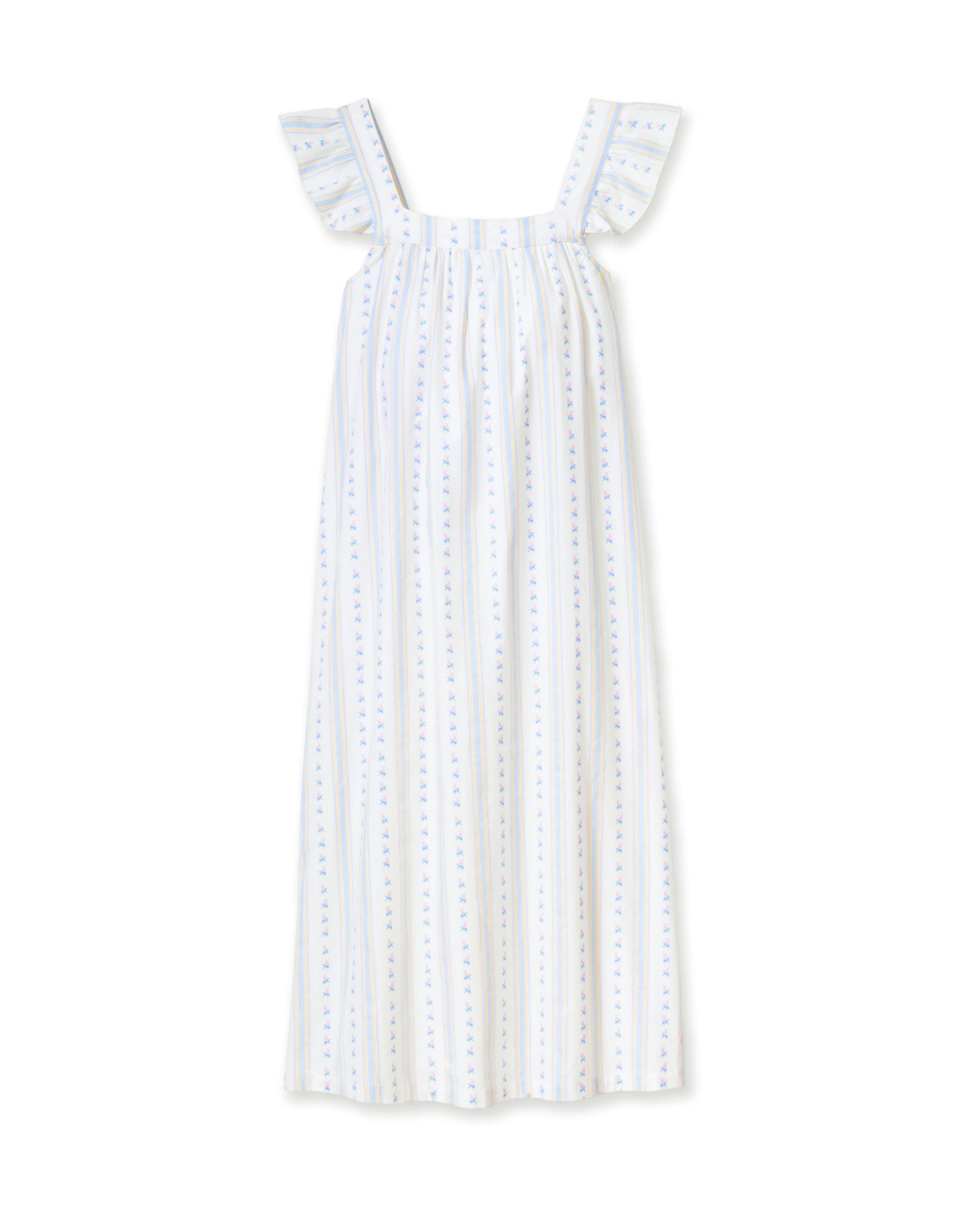 Women's Twill Clara Nightgown in Cottage Stripe