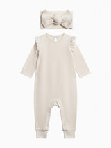 Organic Girl Waffle Romper Set