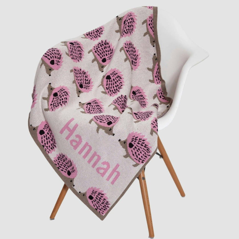 Monogrammed Baby Hedgehog Blanket