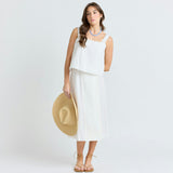 women's white linen wrap skirt