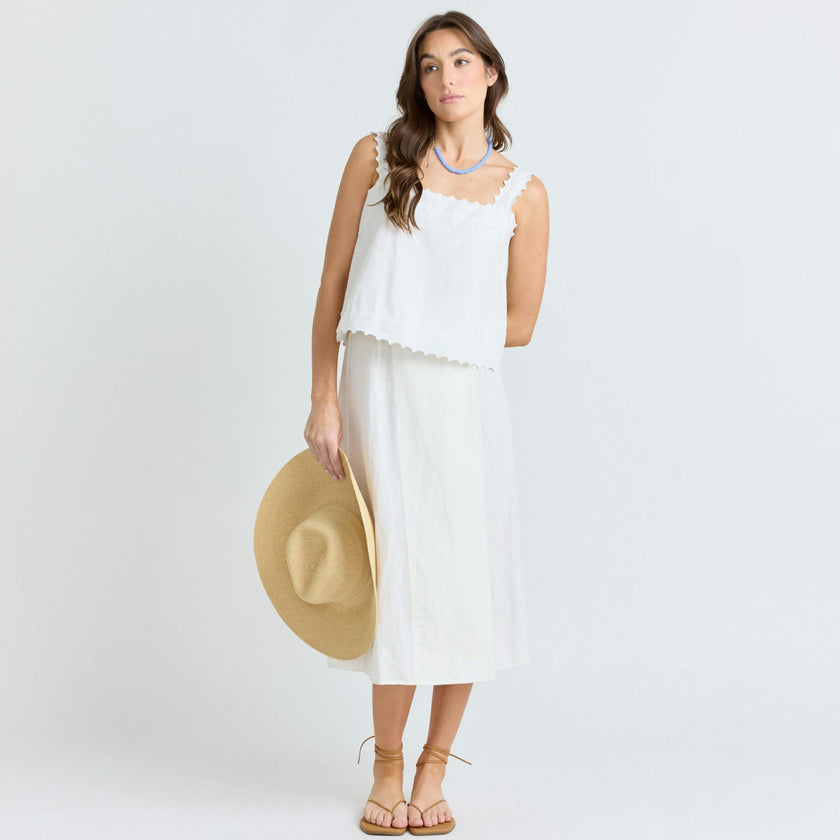 women's white linen wrap skirt