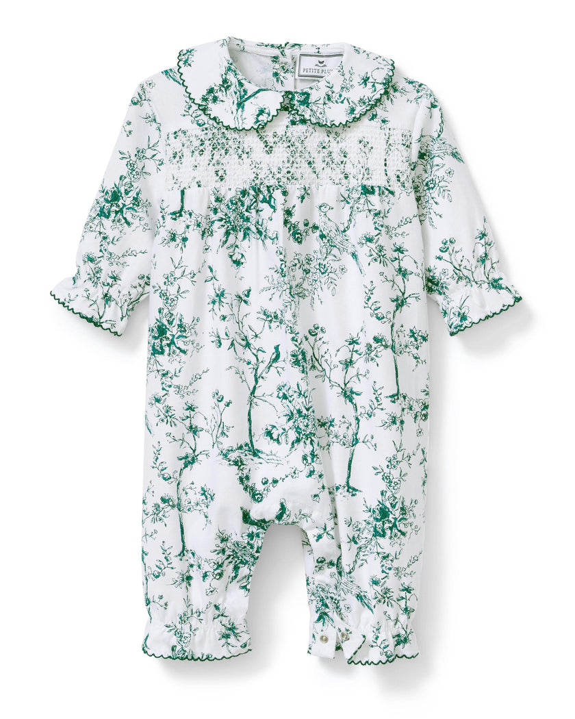 Baby's Twill Sabine Romper in Evergreen Timeless Toile