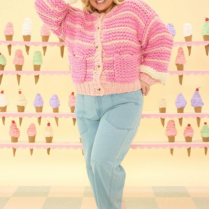 Bailey Cardigan in Pink Stripes