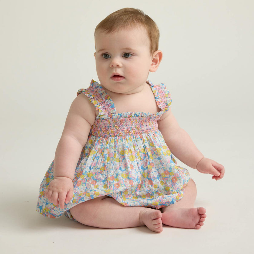 baby girls jasmine blossom smocked top and bloomer set