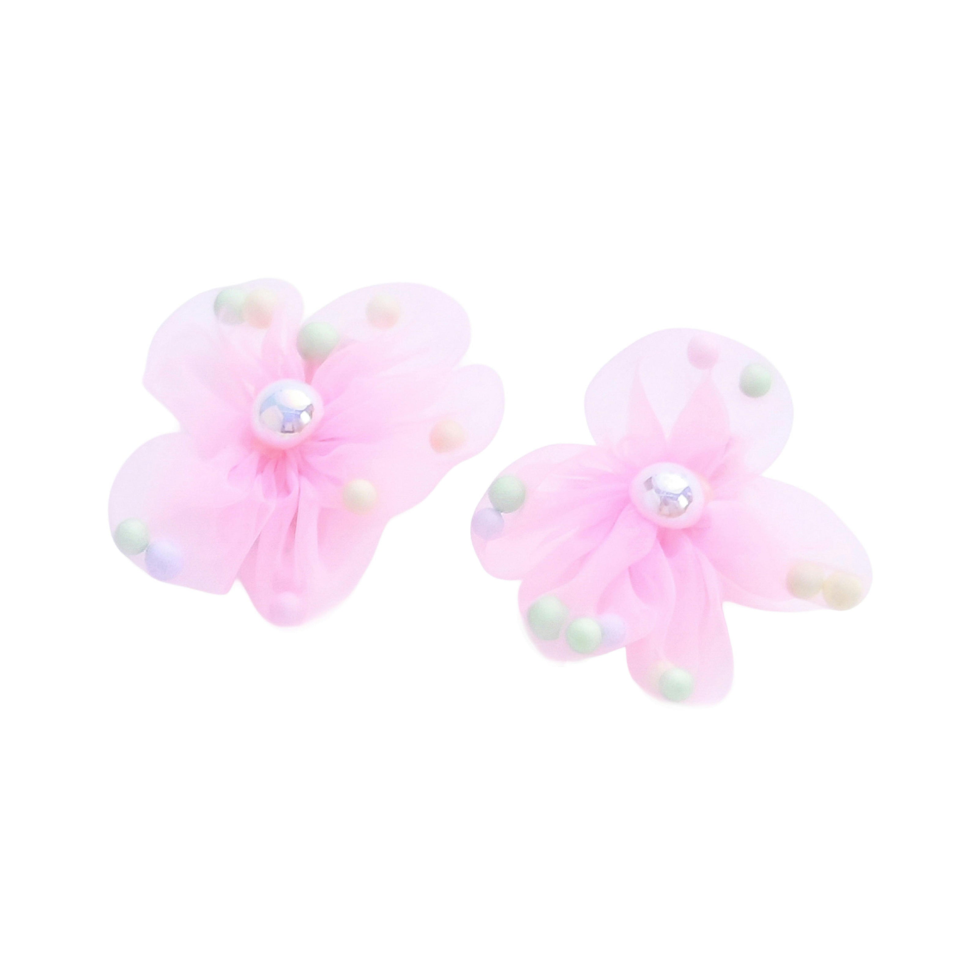 Sheer Petal Flower Hair Clip Set
