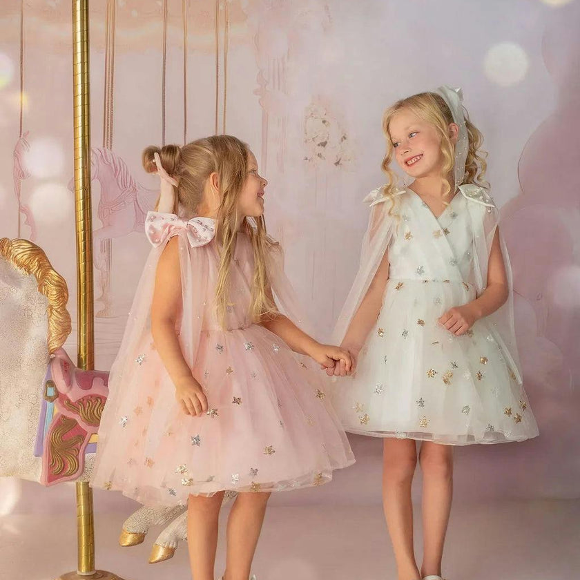 Stardust Embroidered White Tulle Party Dress