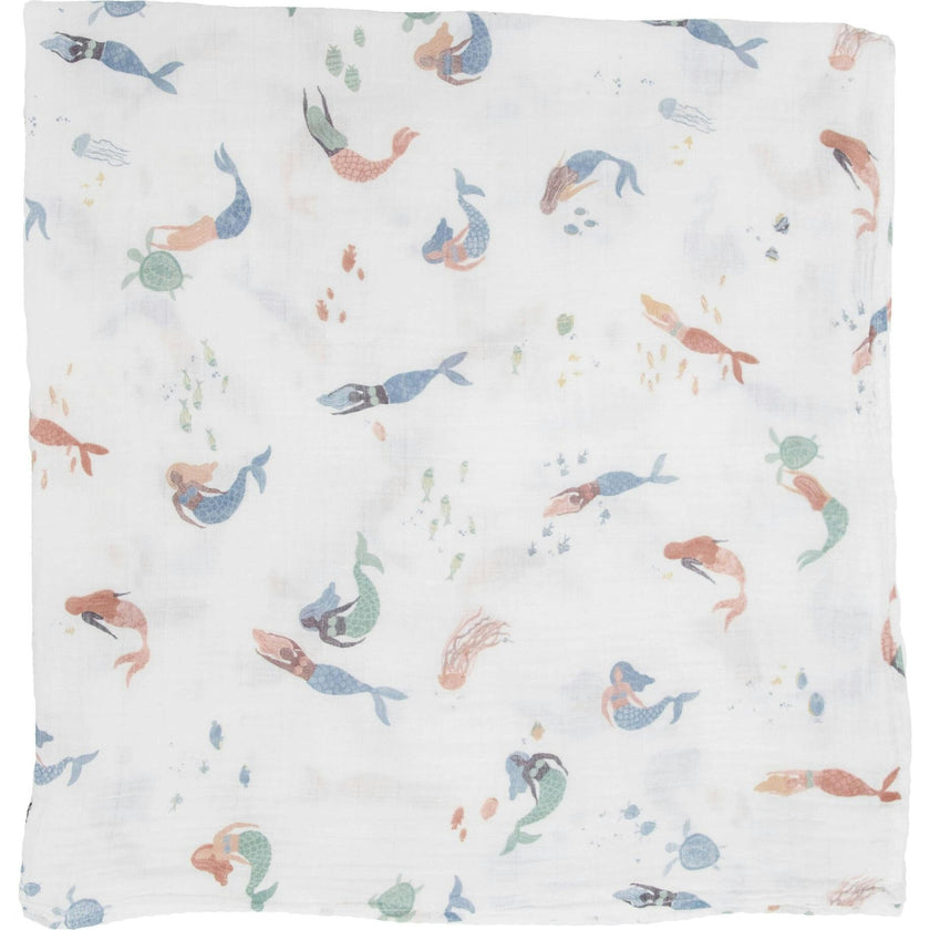 Cotton Muslin Swaddle Blanket 3 Pack - Mermaids
