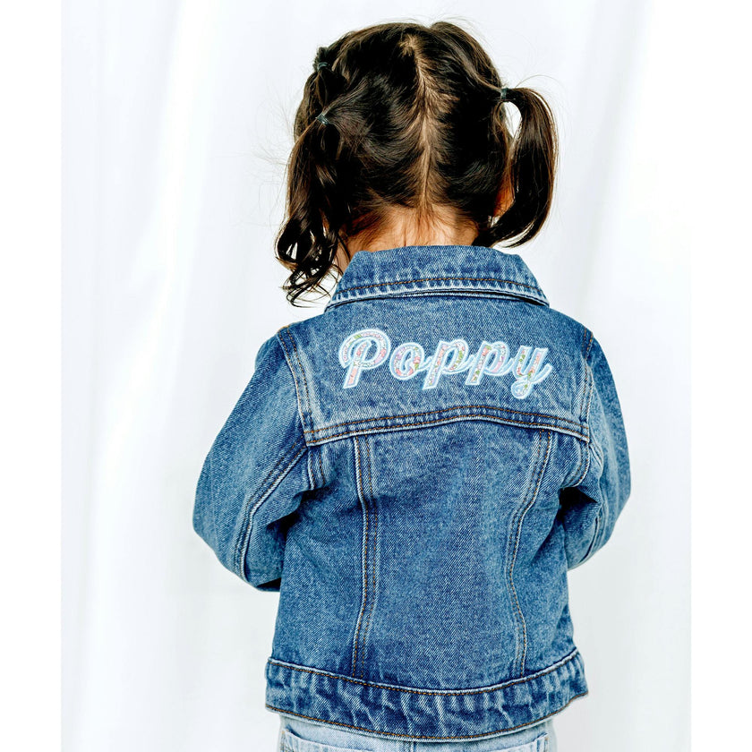 Custom Embroidered Applique Denim Jacket, Floral Multi