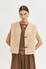 merino wool vest - almond