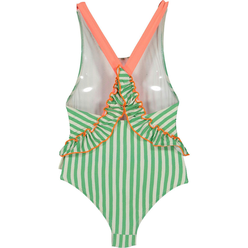 Pop stripes ruffles swimsuit