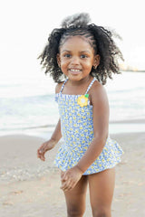 Floral Skirted Swimsuit with Flower