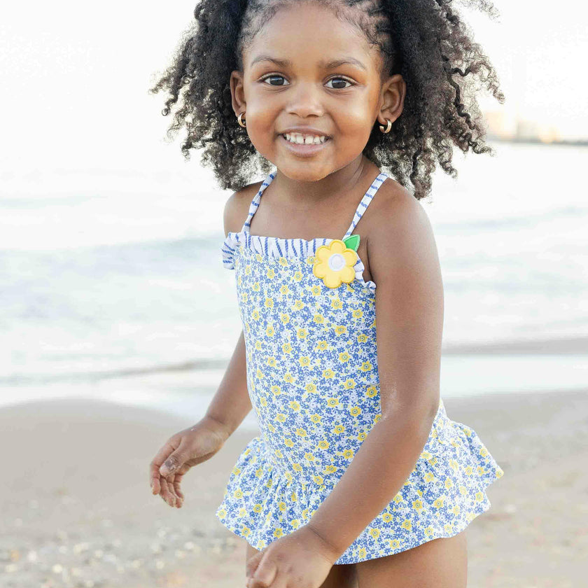 Floral Skirted Swimsuit with Flower