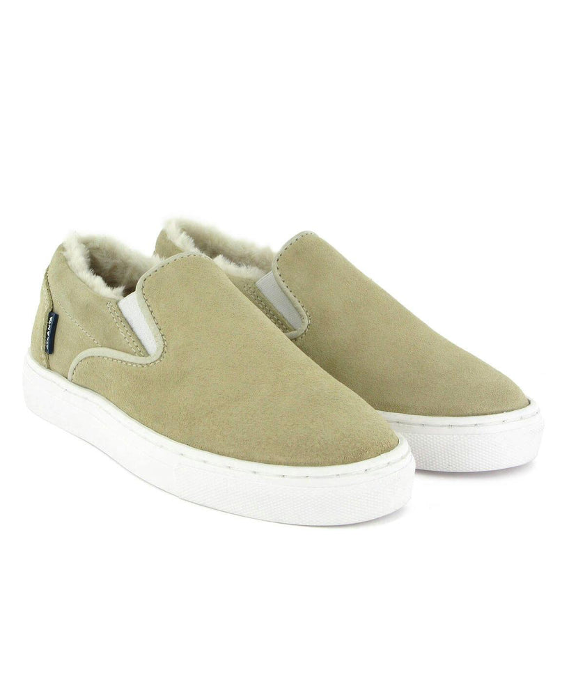 Wool Lining Suede Slip On Sneakers, Natural