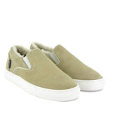Wool Lining Suede Slip On Sneakers, Natural