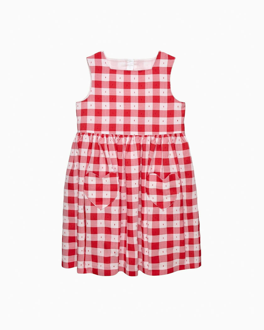 Valentina Heart Dress in Red Gingham