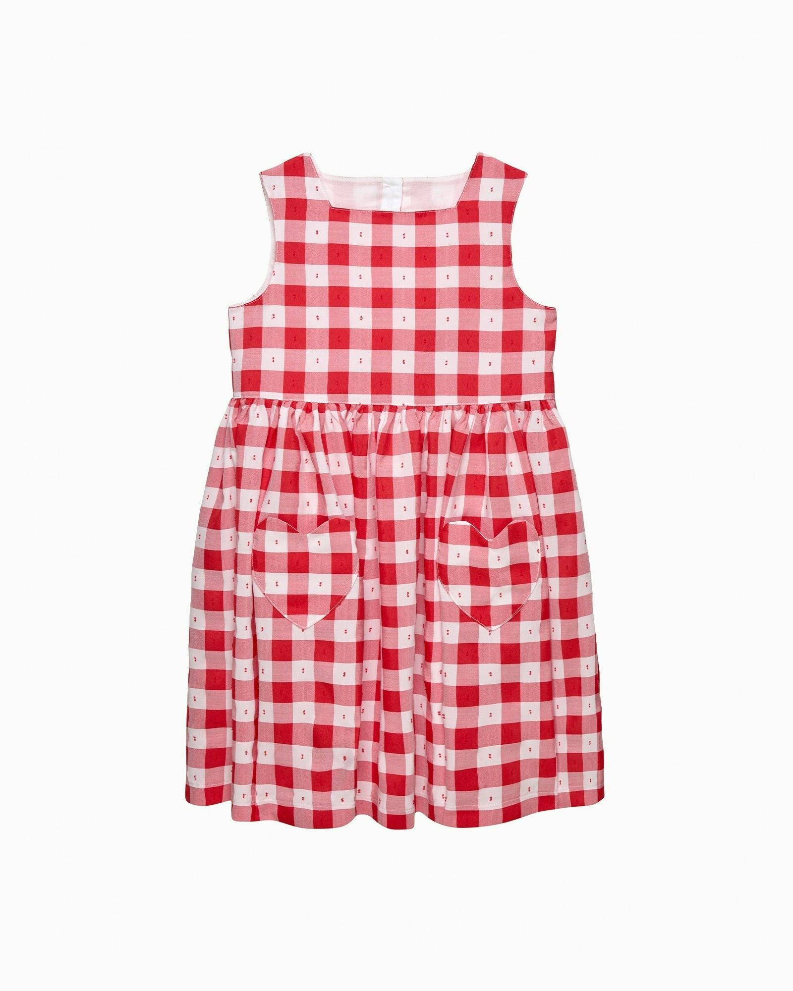 Valentina Heart Dress in Red Gingham