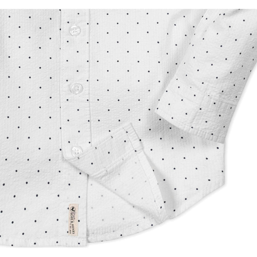 Organic Long Sleeve Seersucker Shirt, White