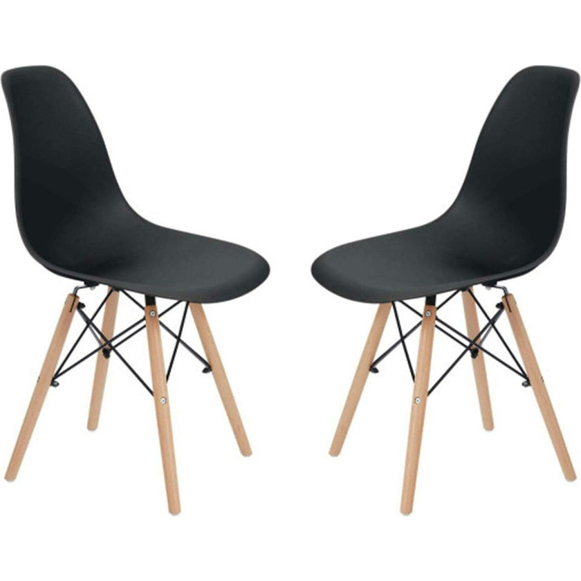 Allan Plastic Side Dining Chair with Wooden Legs Set of 2