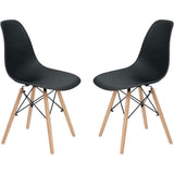 Allan Plastic Side Dining Chair with Wooden Legs Set of 2