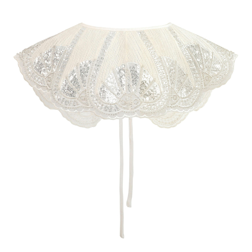 White Sequin Lace Stole