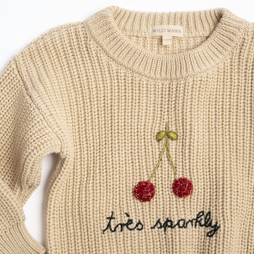 Très Sparkly Sweater in Ecru