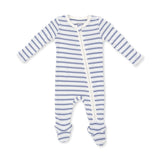 Vintage Stripe Blue - 2 Way Zipper Footie