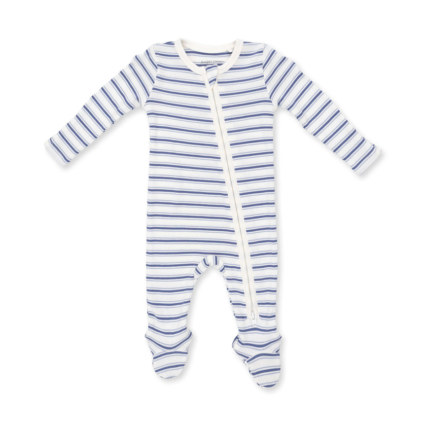 Vintage Stripe Blue - 2 Way Zipper Footie