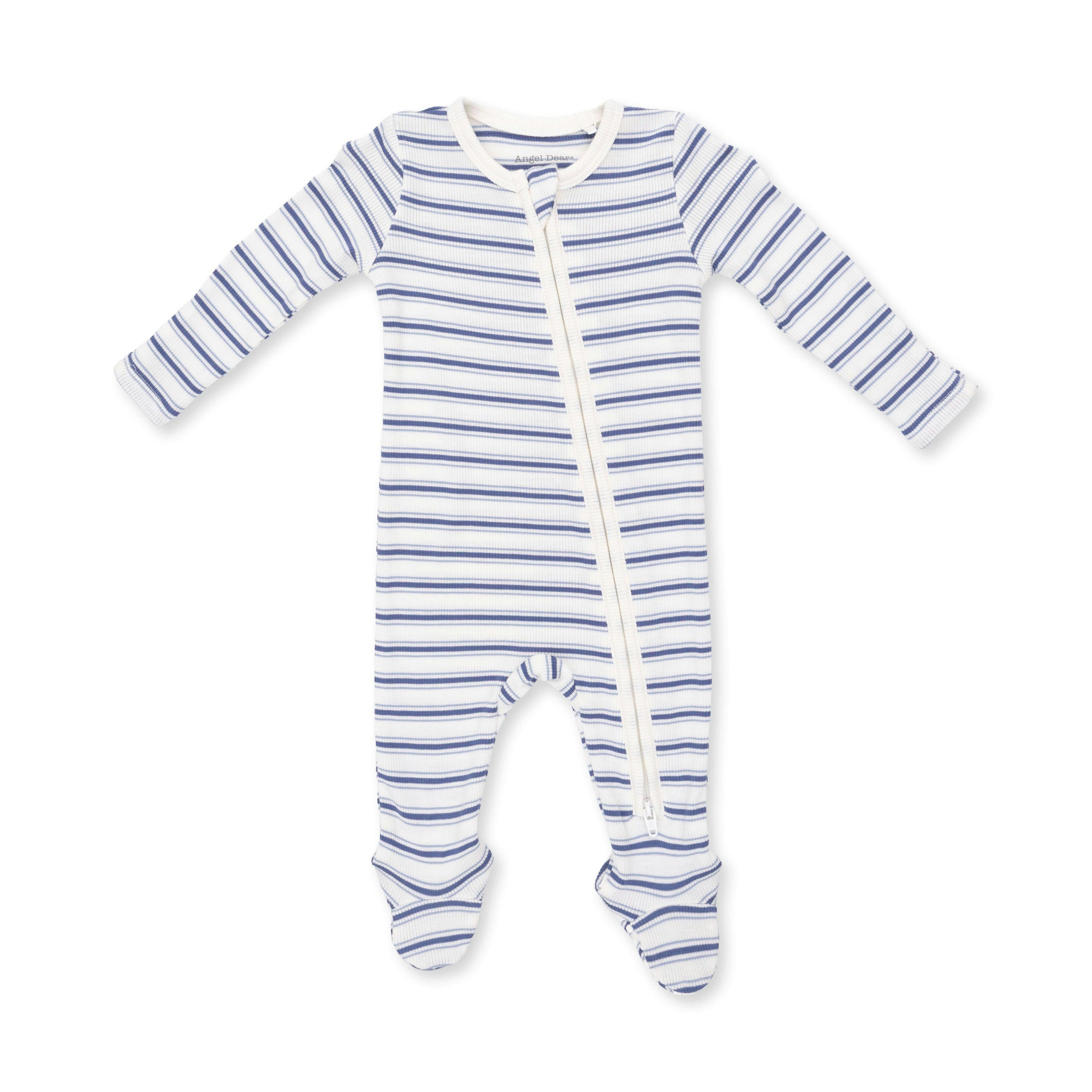 Vintage Stripe Blue - 2 Way Zipper Footie