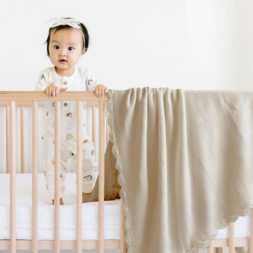 Organic Cotton Scalloped Baby Blanket