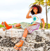 Ombre Stripe Midi Skirt