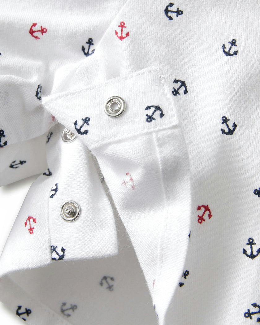 Baby's Twill Summer Romper in Anchors Away White
